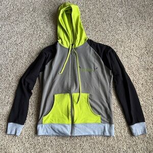 Zumba Fitness Gray Hoodie with Neon Lime Accents and Black Sleeves
